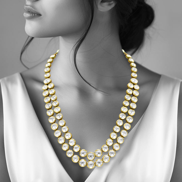 Double-Line Ivory Polki Necklace